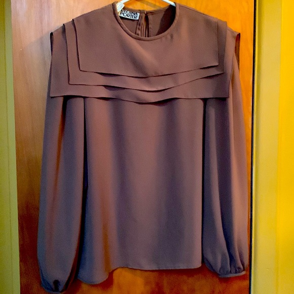 Regina Porter size 14 taupe crepe polyester long sleeves - Picture 2 of 4